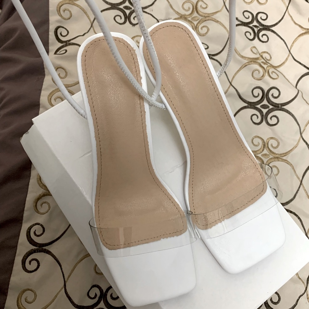 Used Once All White Shein Strappy Heels